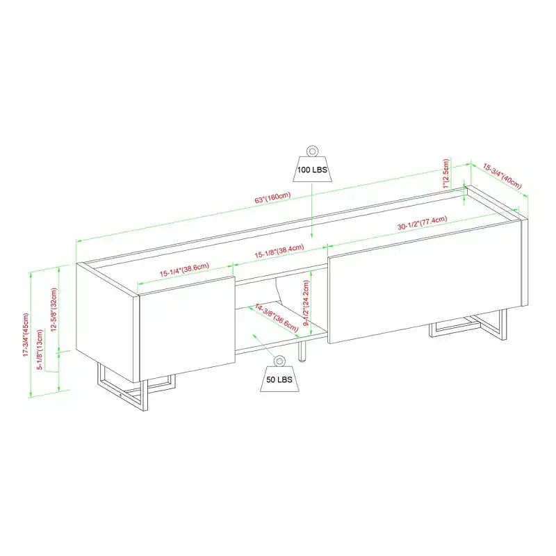 Mobile TV moderno Allen da 160 cm in legno con scomparti