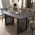 Tavolo da pranzo rettangolare in legno – Nero, 6 posti