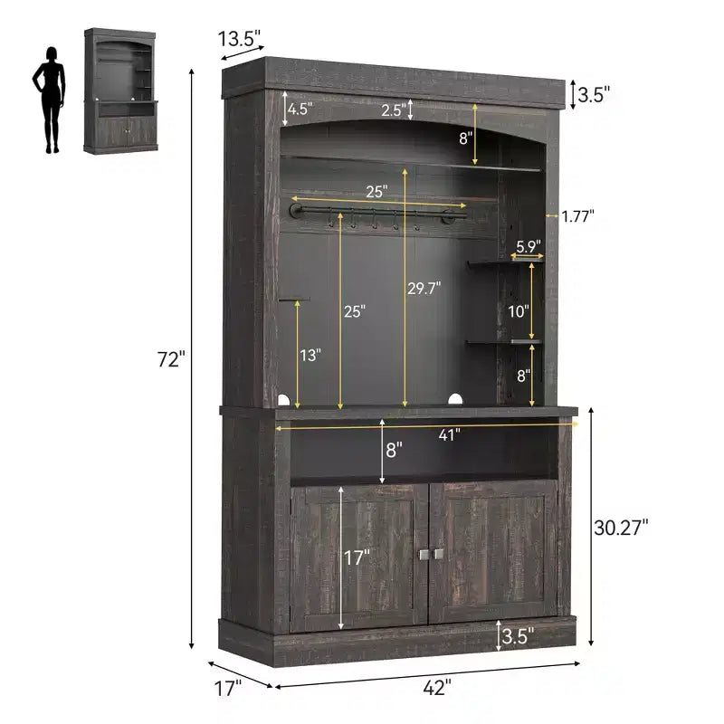Credenza da cucina da 183 cm con contenitore e luci a LED