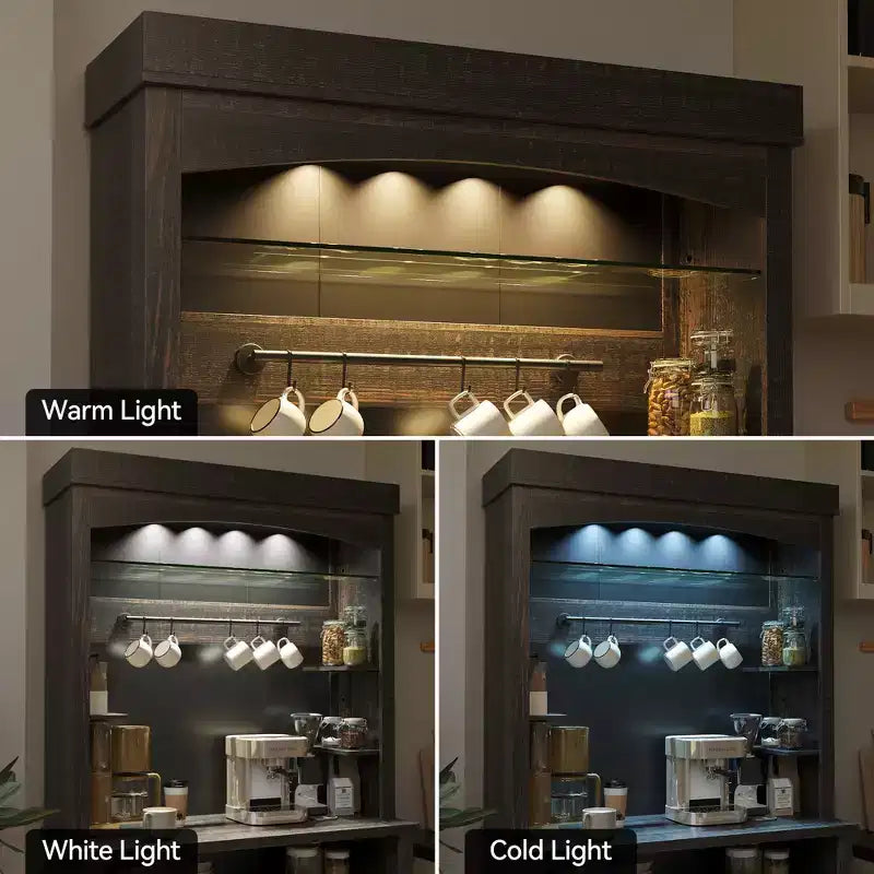 Credenza da cucina da 183 cm con contenitore e luci a LED