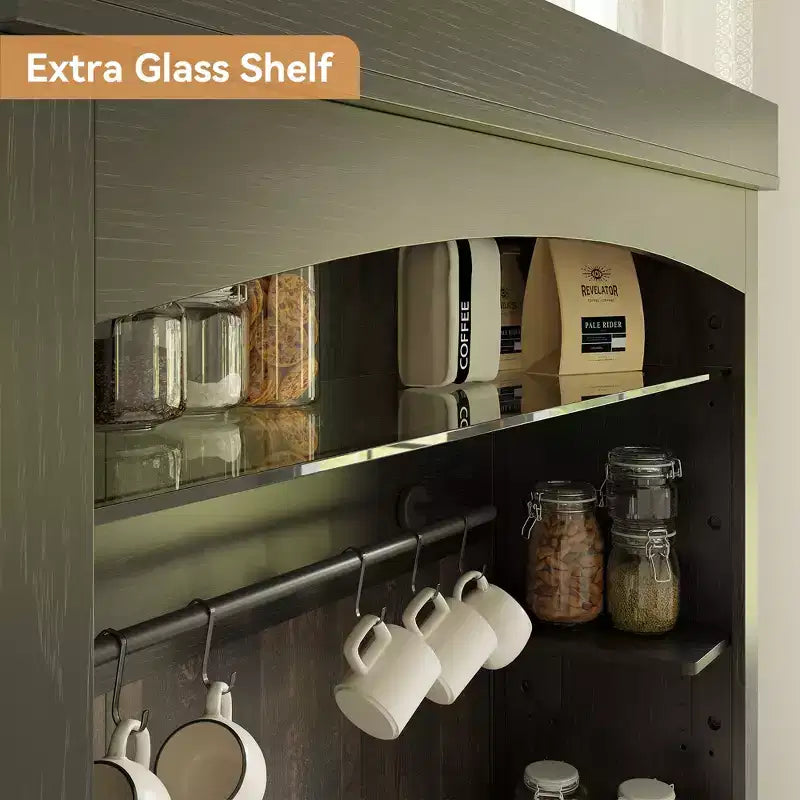 Credenza da cucina da 183 cm con contenitore e luci a LED