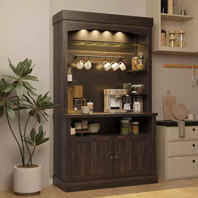 Credenza da cucina da 183 cm con contenitore e luci a LED
