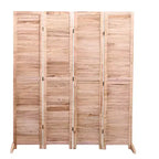 Divisorio Pieghevole a 4 Pannelli in Legno Massello, 165 x 140 cm
