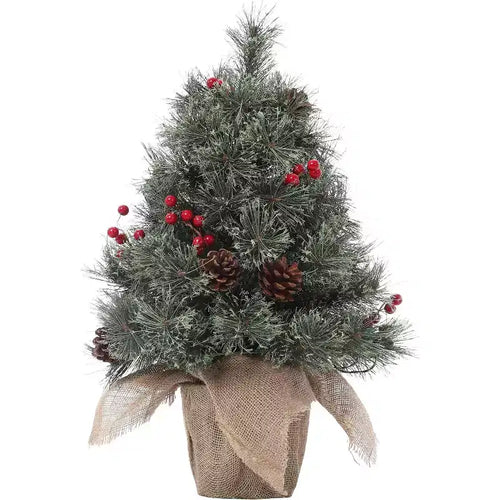 Acekool 24-Inch Snow-Touched Tabletop Tree: Ready-to-Glow Seasonal Display