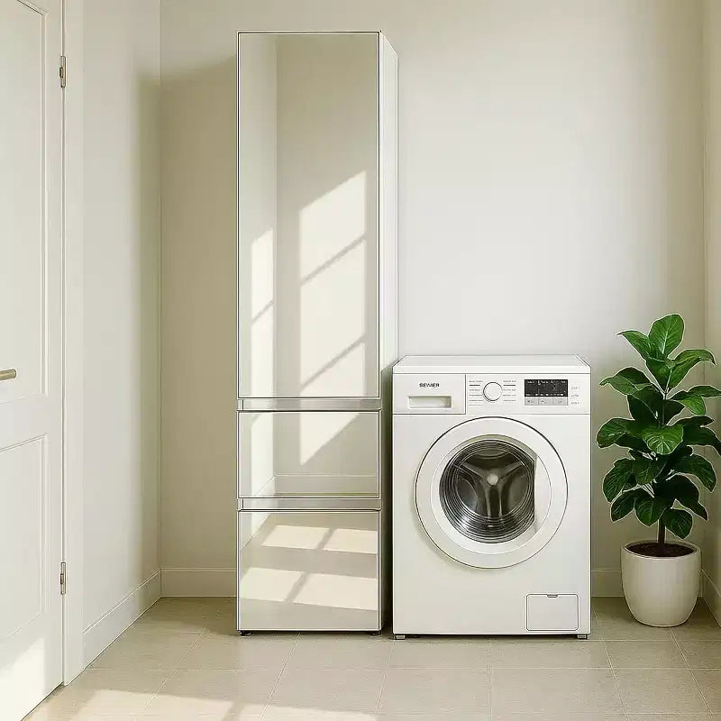 Armadio a torre modulare Slim con specchio - Finitura Rovere