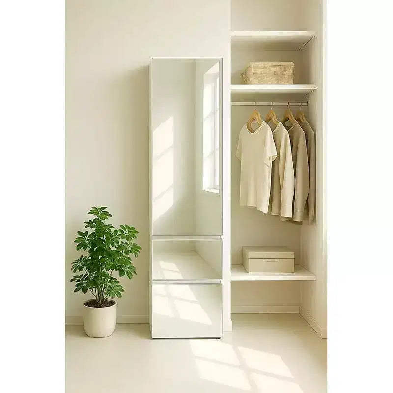 Armadio a torre modulare Slim con specchio - Finitura Rovere