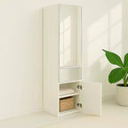 Armadio a torre modulare Slim con specchio - Finitura Rovere