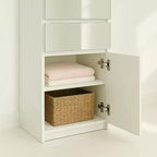 Armadio a torre modulare Slim con specchio - Finitura Rovere