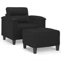 vidaXL Sofa Chair With Footstool Black Faux leather, metal, plywood Single