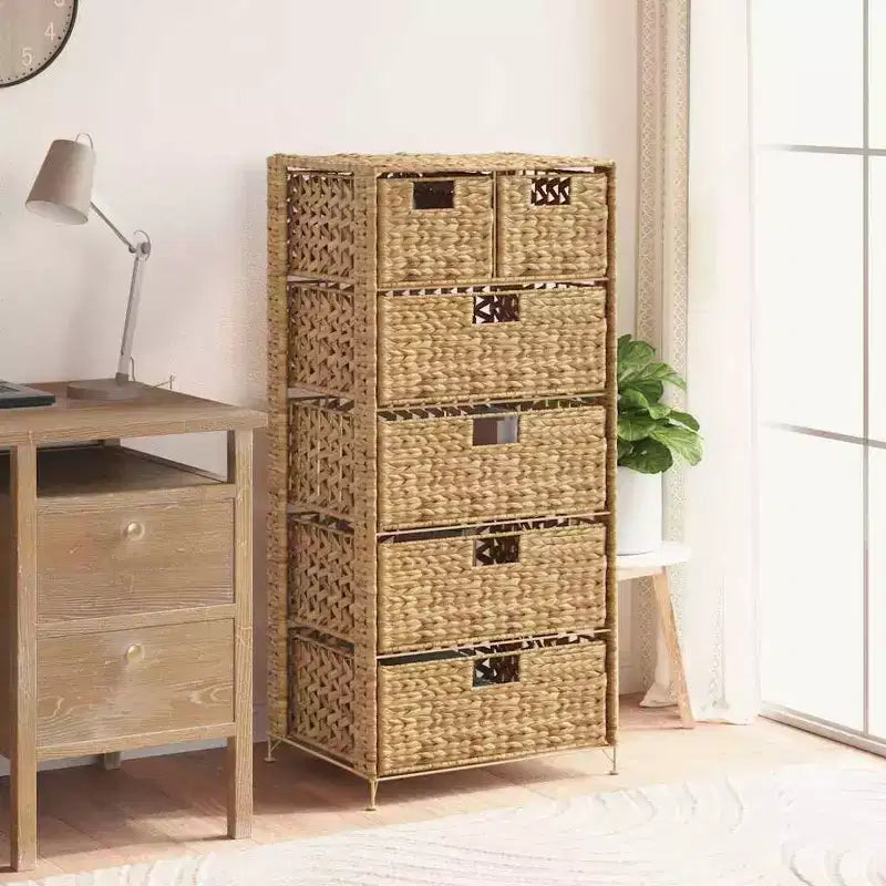 Cassettiera contenitore in giacinto d'acqua con 6 cesti – 47 x 37 x 100 cm