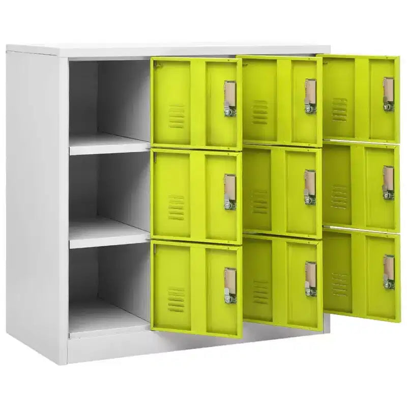 Set di armadietti industriali in acciaio - Grigio e Verde