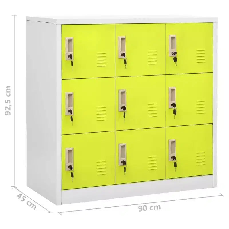 Set di armadietti industriali in acciaio - Grigio e Verde