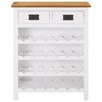 vidaXL Wine Cabinet Bottle Holder 2 Drawers Floor Wine Cabinet Solid Oak Wood