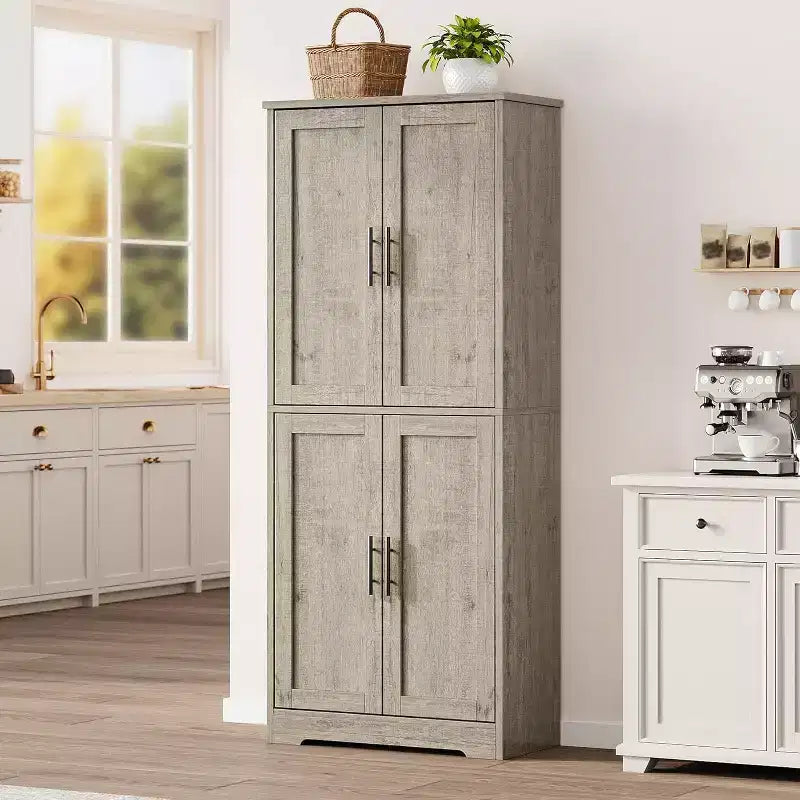 Dispensa da cucina indipendente con ante e ripiani regolabili, armadio contenitore alto 178 cm