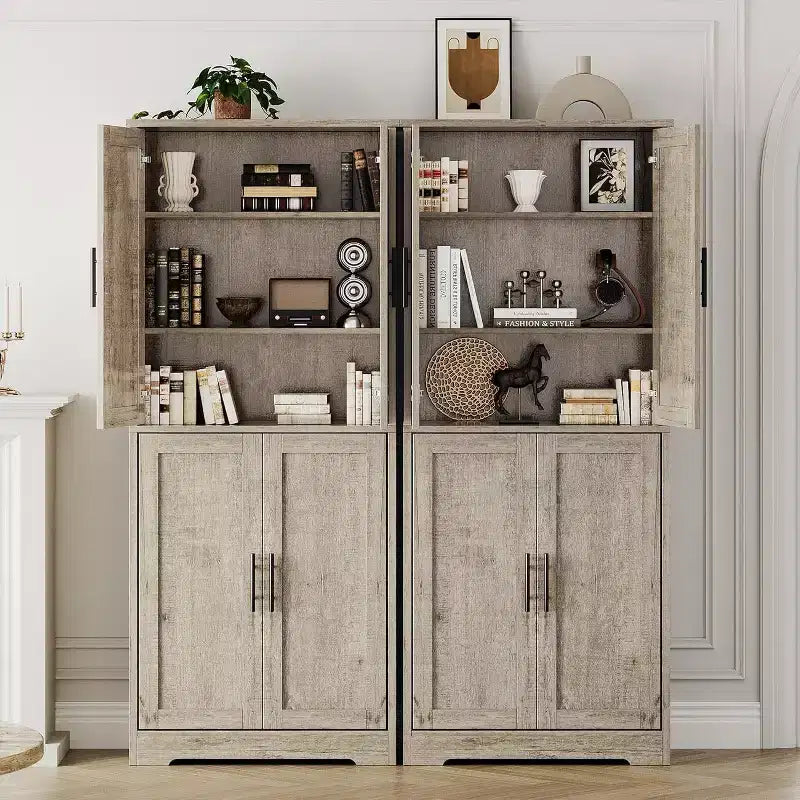 Dispensa da cucina indipendente con ante e ripiani regolabili, armadio contenitore alto 178 cm