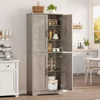 Dispensa da cucina indipendente con ante e ripiani regolabili, armadio contenitore alto 178 cm