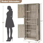 Dispensa da cucina indipendente con ante e ripiani regolabili, armadio contenitore alto 178 cm