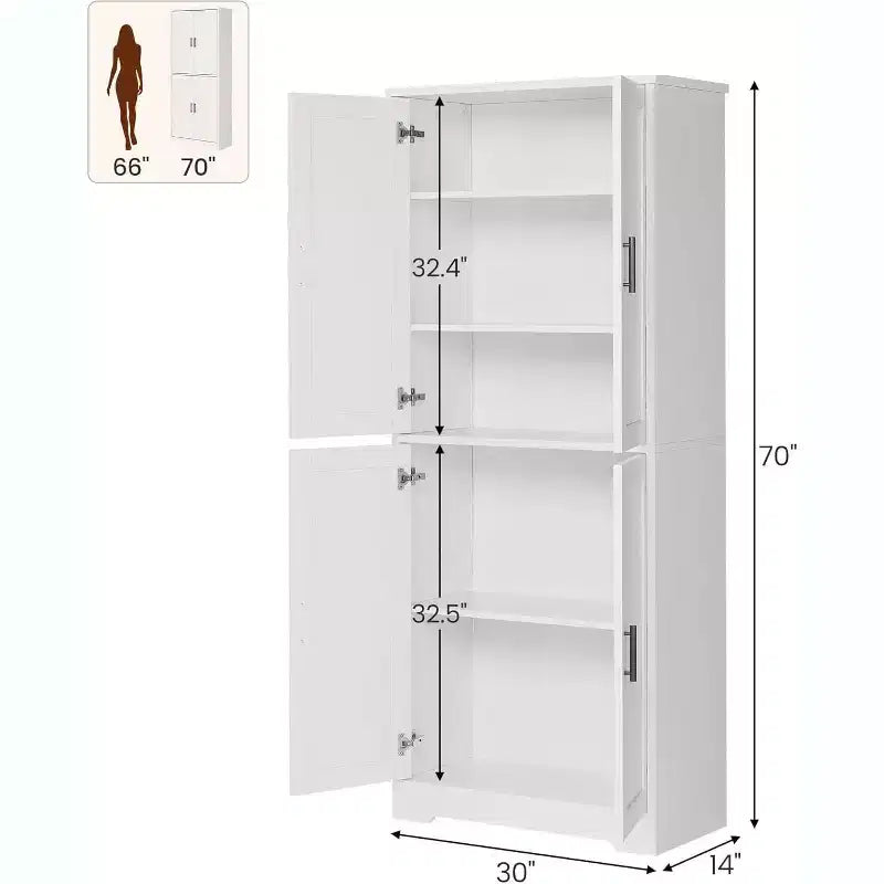 Dispensa da cucina indipendente con ante e ripiani regolabili, armadio contenitore alto 178 cm