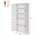 Dispensa da cucina indipendente con ante e ripiani regolabili, armadio contenitore alto 178 cm