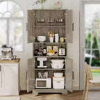 Dispensa da cucina indipendente con ante e ripiani regolabili, armadio contenitore alto 178 cm