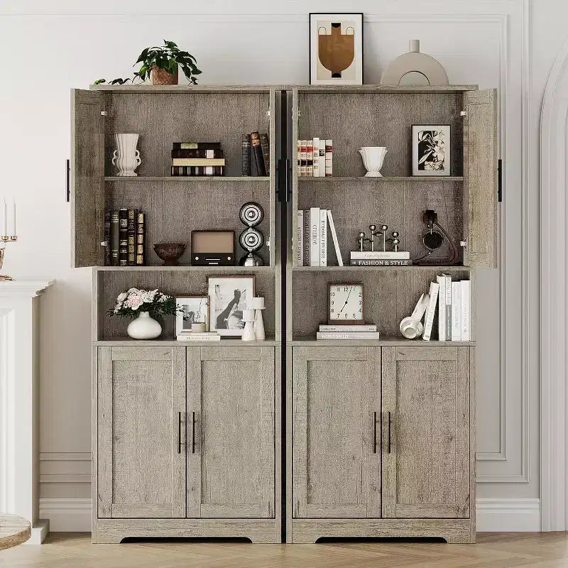 Dispensa da cucina indipendente con ante e ripiani regolabili, armadio contenitore alto 178 cm