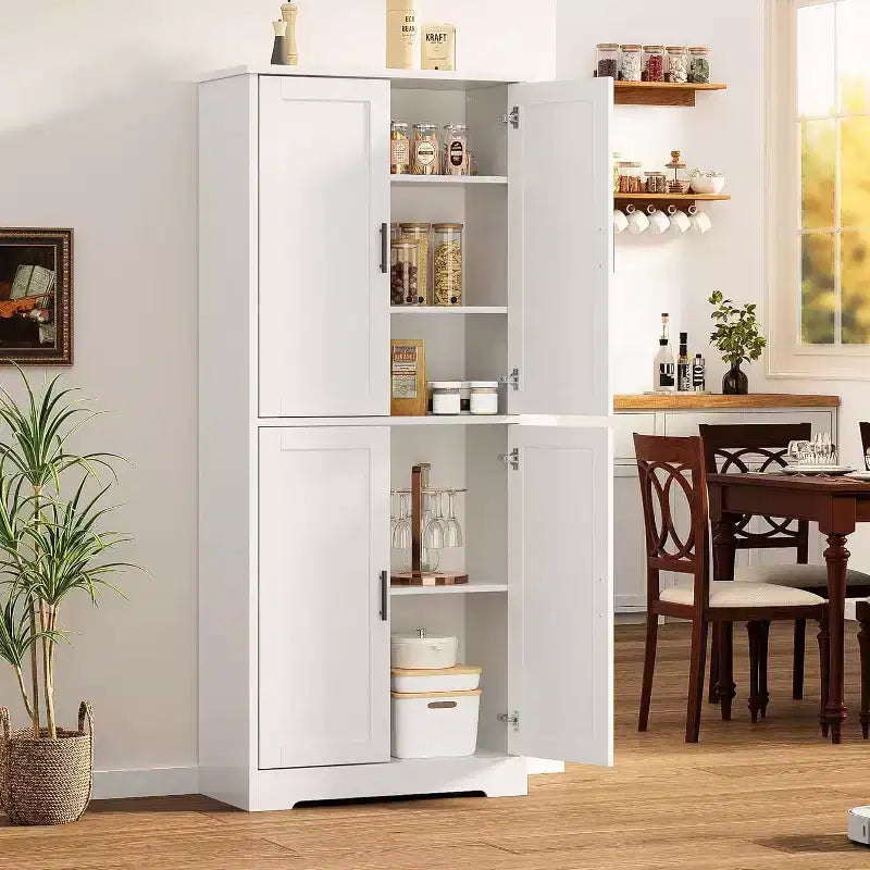 Dispensa da cucina indipendente con ante e ripiani regolabili, armadio contenitore alto 178 cm