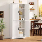 Dispensa da cucina indipendente con ante e ripiani regolabili, armadio contenitore alto 178 cm
