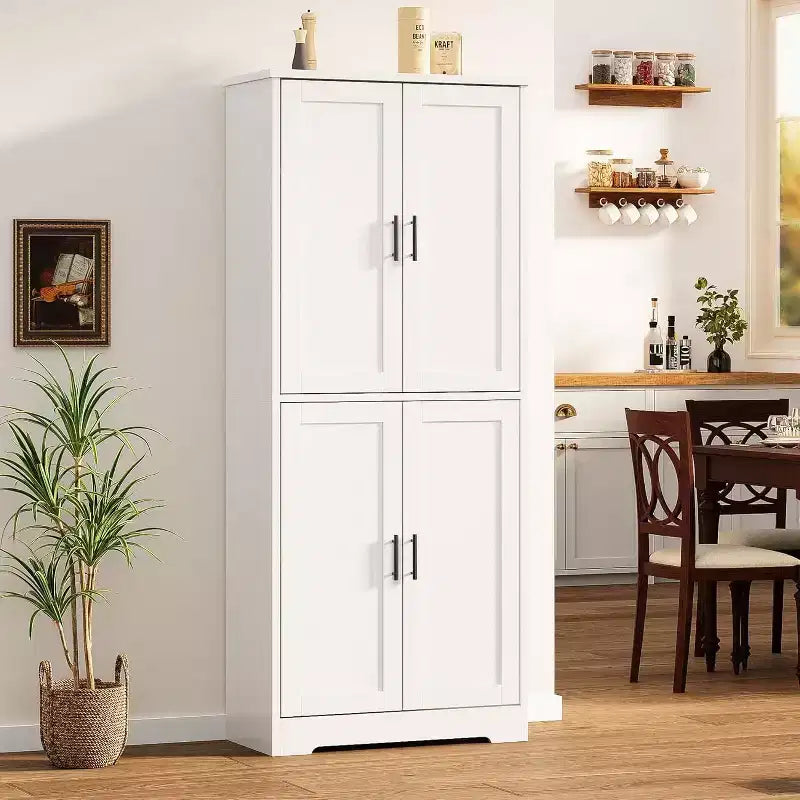 Dispensa da cucina indipendente con ante e ripiani regolabili, armadio contenitore alto 178 cm