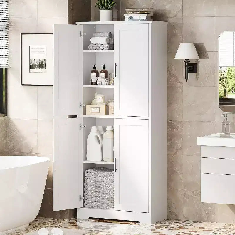 Dispensa da cucina indipendente con ante e ripiani regolabili, armadio contenitore alto 178 cm