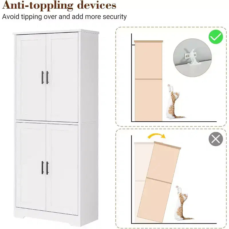 Dispensa da cucina indipendente con ante e ripiani regolabili, armadio contenitore alto 178 cm