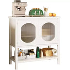 Modern Coffee Bar Cabinet with Reeded Glass Doors and Open Shelf, Buffet Sideboard Console Table for Entryway, Kitchen, Dining Room, Living Room