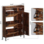 Scarpiera in Rattan con 3 Cassetti a Ribalta - Organizzatore per Scarpe Stretto a 4 Ripiani per Ingresso