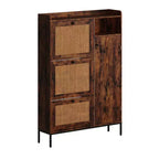 Scarpiera in Rattan con 3 Cassetti a Ribalta - Organizzatore per Scarpe Stretto a 4 Ripiani per Ingresso