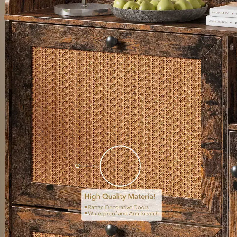 Scarpiera in Rattan con 3 Cassetti a Ribalta - Organizzatore per Scarpe Stretto a 4 Ripiani per Ingresso