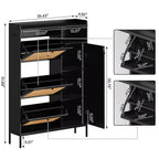 Scarpiera in Rattan con 3 Cassetti a Ribalta - Organizzatore per Scarpe Stretto a 4 Ripiani per Ingresso