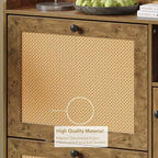 Scarpiera in Rattan con 3 Cassetti a Ribalta - Organizzatore per Scarpe Stretto a 4 Ripiani per Ingresso