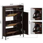 Scarpiera in Rattan con 3 Cassetti a Ribalta - Organizzatore per Scarpe Stretto a 4 Ripiani per Ingresso