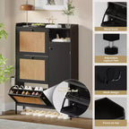 Scarpiera in Rattan con 3 Cassetti a Ribalta - Organizzatore per Scarpe Stretto a 4 Ripiani per Ingresso