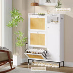 Scarpiera in Rattan con 3 Cassetti a Ribalta - Organizzatore per Scarpe Stretto a 4 Ripiani per Ingresso