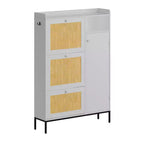 Scarpiera in Rattan con 3 Cassetti a Ribalta - Organizzatore per Scarpe Stretto a 4 Ripiani per Ingresso
