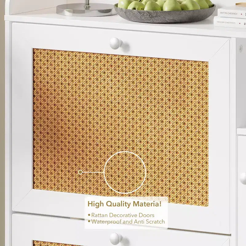 Scarpiera in Rattan con 3 Cassetti a Ribalta - Organizzatore per Scarpe Stretto a 4 Ripiani per Ingresso