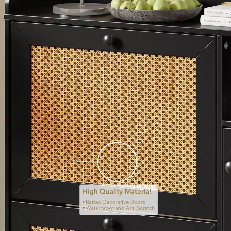 Scarpiera in Rattan con 3 Cassetti a Ribalta - Organizzatore per Scarpe Stretto a 4 Ripiani per Ingresso