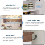 Mobile Buffet da Cucina Alto 183 cm in Stile Farmhouse con Luci a LED, Ante, Cassetto e Ripiani Regolabili
