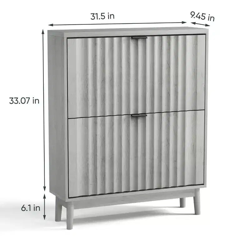 Scarpiera con ante a onda, 2 cassetti a ribalta, organizzatore di scarpe autoportante per ingresso, corridoio, grigio