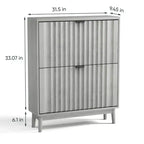 Scarpiera con ante a onda, 2 cassetti a ribalta, organizzatore di scarpe autoportante per ingresso, corridoio, grigio