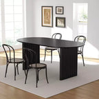 Tavolo da pranzo ovale da 67" per 6 persone, tavolo da cucina in legno massello con base a doppio piedistallo, nero