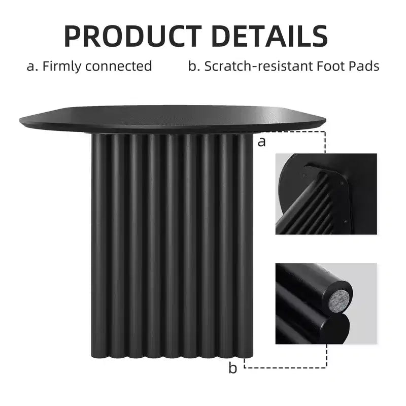Tavolo da pranzo ovale da 67" per 6 persone, tavolo da cucina in legno massello con base a doppio piedistallo, nero