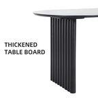 Tavolo da pranzo ovale da 67" per 6 persone, tavolo da cucina in legno massello con base a doppio piedistallo, nero