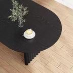 Tavolo da pranzo ovale da 67" per 6 persone, tavolo da cucina in legno massello con base a doppio piedistallo, nero