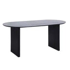 Tavolo da pranzo ovale da 67" per 6 persone, tavolo da cucina in legno massello con base a doppio piedistallo, nero